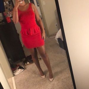 Zara red peplum mini dress